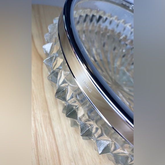 Heavy Glass Vintage Bowl Chrome Ring Made in England Fruit Bowl Candy Dish - Picture 8 of 11
